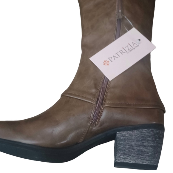 Patrizia brown leather southwestern flair boots  size 40 NWT - Picture 3 of 13